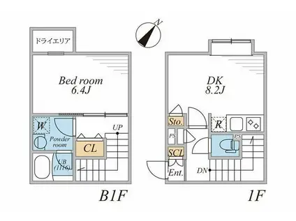 リーガランド初台(1DK/B1階)の間取り写真