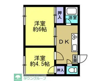 ハイム美土里(2DK/1階)の間取り写真