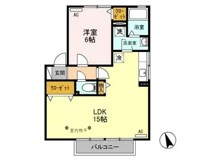 エピナール B/C(1LDK/2階)の間取り写真