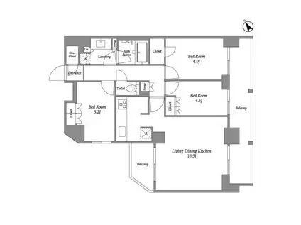 シーズンフラッツ大森西(3LDK/15階)の間取り写真
