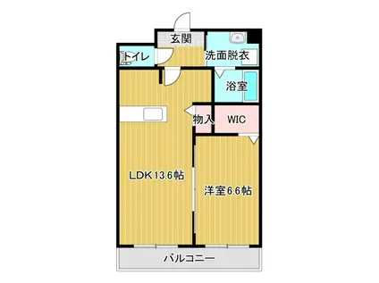 田畑ハイツそれいゆII(1LDK/2階)の間取り写真