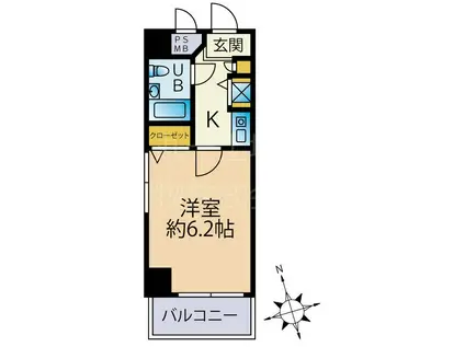 ライオンズマンション県庁前第2(1K/4階)の間取り写真