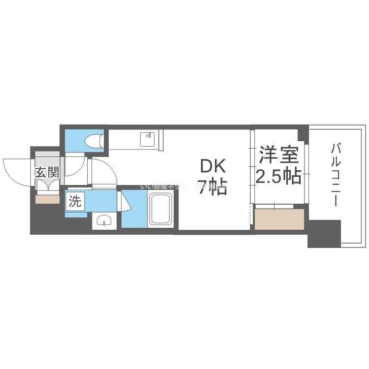コンフォリア新大阪宮原Q(1DK/6階)の間取り写真