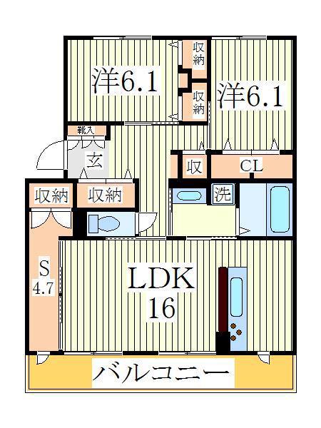 ネイチャーヴィラミネルバ(2SLDK/2階)の間取り写真