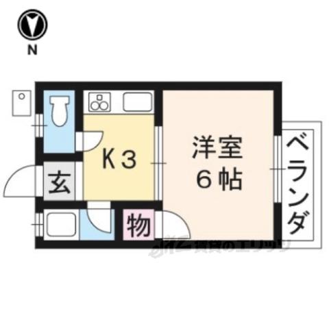 松ヶ崎グリーンハイツ(1K/2階)の間取り写真