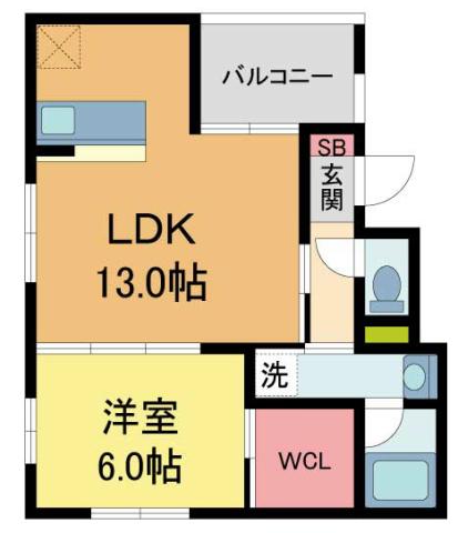 アコール北口(1LDK/2階)の間取り写真