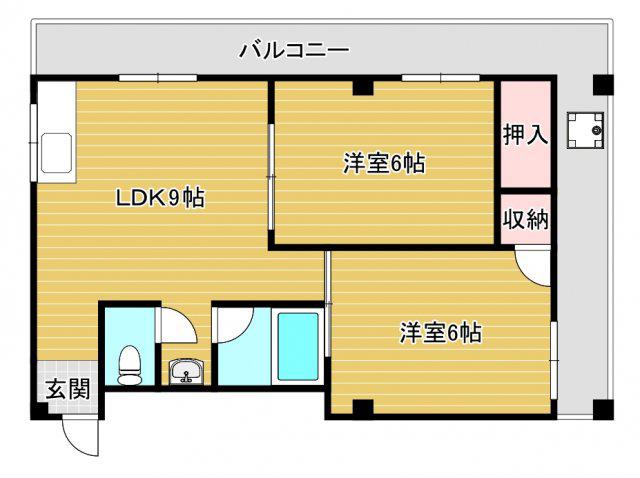 谷口ハイツ(2LDK/4階)の間取り写真