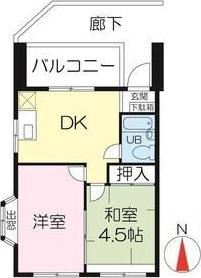 旭ロイヤルハイム(2DK/4階)の間取り写真