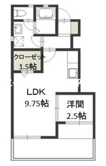 ボア・ラヴィーヌ F(1LDK/1階)の間取り写真