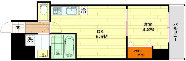 GARDENIA城東(1DK/10階)の間取り写真