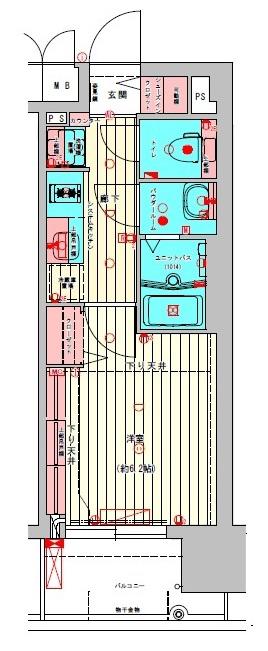 プレサンス大津京町ヴェリス(1K/12階)の間取り写真