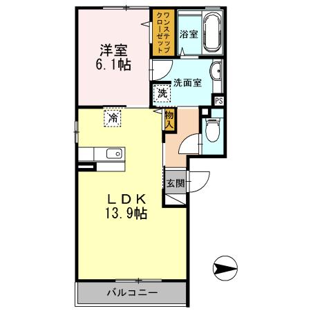 ルミエール巽南(1LDK/3階)の間取り写真