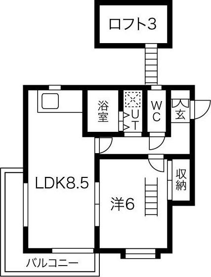 レオパレス矢田(1LDK/2階)の間取り写真