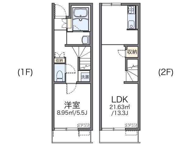 レオネクスト東矢本(1LDK/1階)の間取り写真