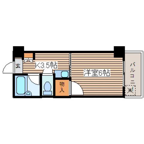 ソアール矢野(1K/3階)の間取り写真