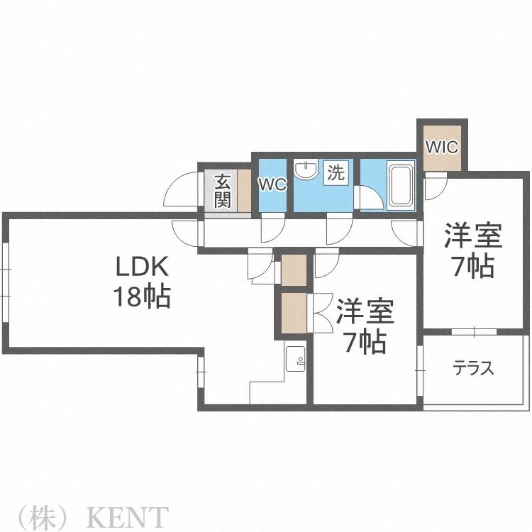 テラ大通西21(2LDK/1階)の間取り写真