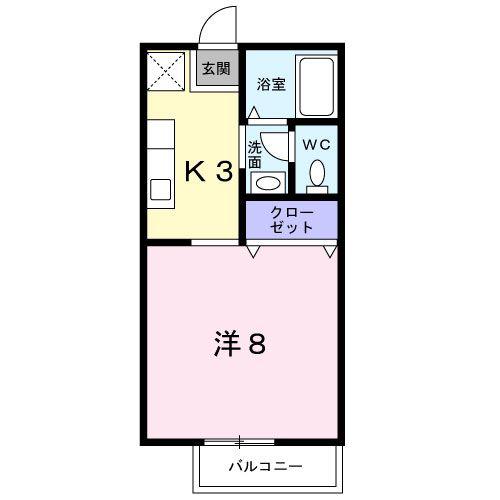 フリーダムA棟(1K/2階)の間取り写真