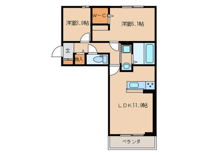 D-ROOM藤崎(2LDK/3階)の間取り写真