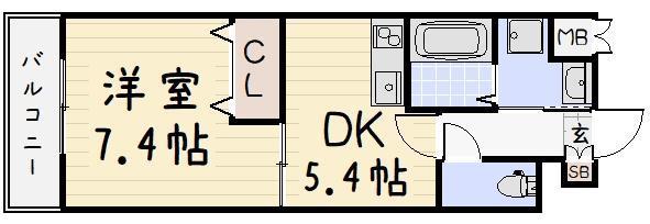 ベイプレイス小倉(1DK/3階)の間取り写真
