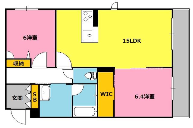 シャーメゾン コモド 持賀(2LDK/3階)の間取り写真