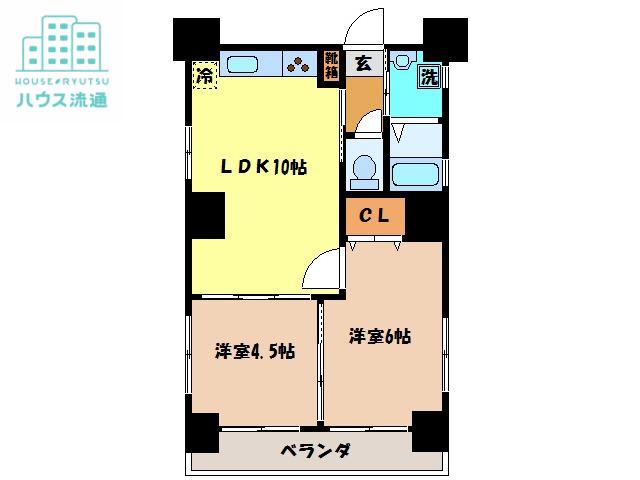 COCO今博多(2LDK/8階)の間取り写真