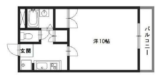 K・X御立(1K/2階)の間取り写真