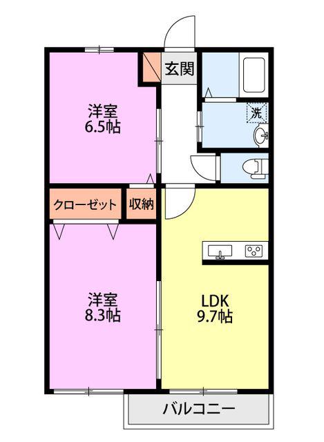 サン・エイト(2LDK/1階)の間取り写真