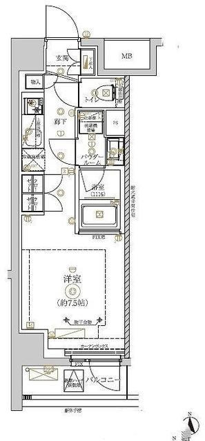 RELUXIA CITY 北新宿(ワンルーム/6階)の間取り写真