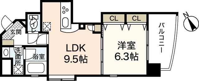 オリオリタウンVIII(1LDK/6階)の間取り写真