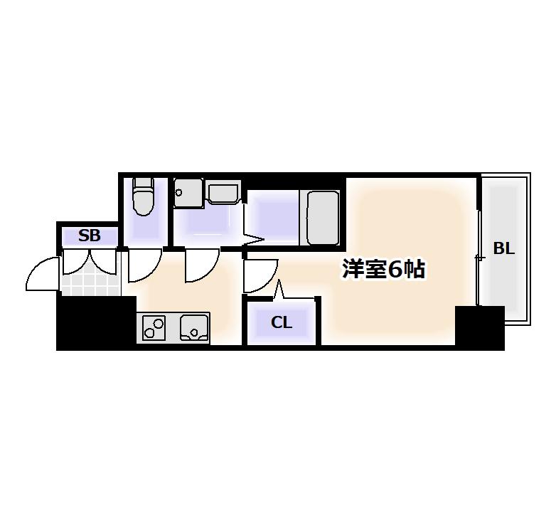 エスリード難波AGREA(1K/6階)の間取り写真