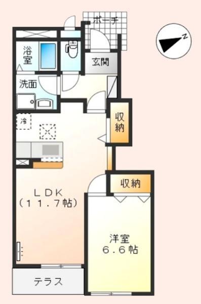 ビレッジフィールド(1LDK/2階)の間取り写真