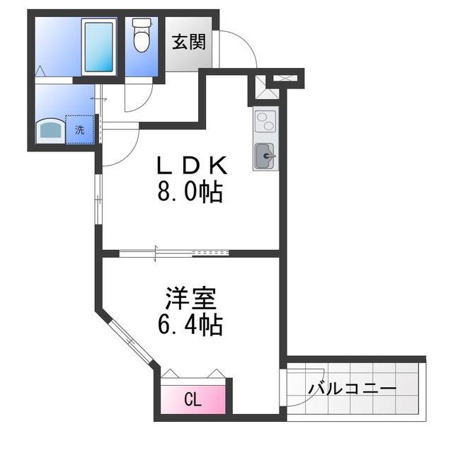 フジパレス岸和田駅前I番館(1LDK/2階)の間取り写真
