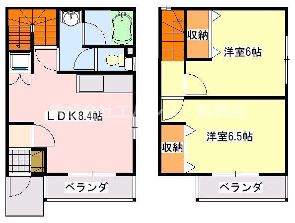 メゾン・ド・ローズ(2DK/1階)の間取り写真
