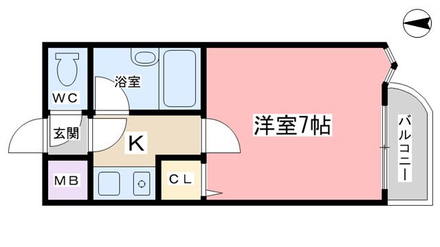 ハーミテージ安朱(1K/1階)の間取り写真