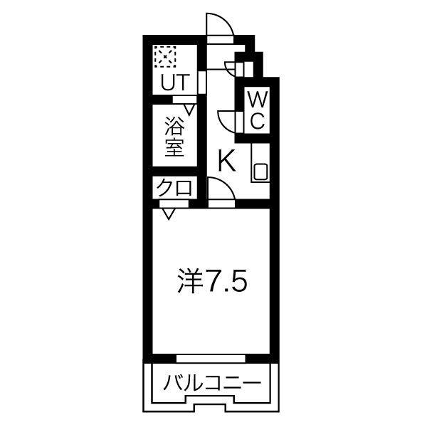 エスポワール亀島(1K/3階)の間取り写真