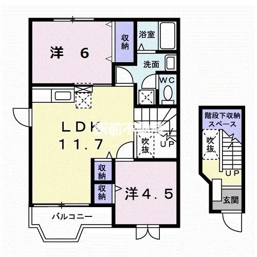 グランシャリオ(2LDK/2階)の間取り写真