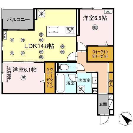プラシード(2LDK/2階)の間取り写真