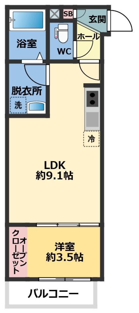 メゾン・ドゥ・アッシュ越谷(1LDK/1階)の間取り写真