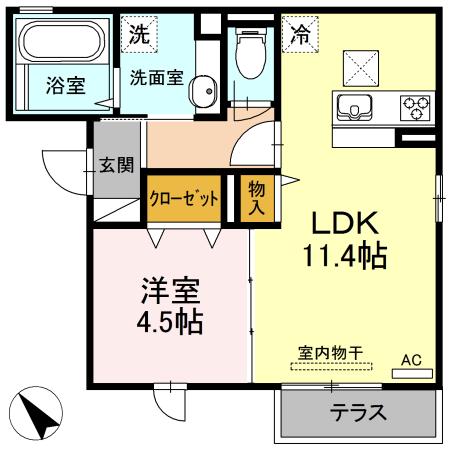 サンヒルズ(1LDK/1階)の間取り写真