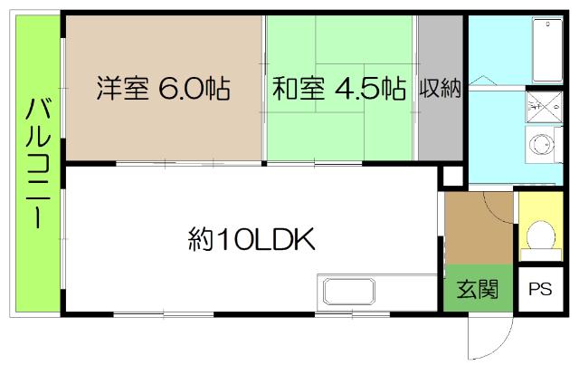 ラフィネ西秦(2LDK/3階)の間取り写真