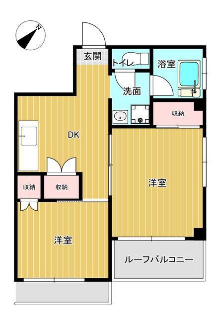 ファミールカワセ(2DK/4階)の間取り写真