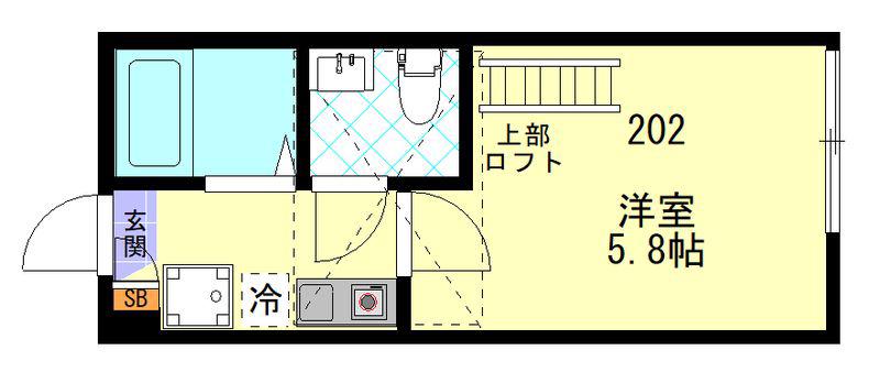 武蔵新城46AP(1K/2階)の間取り写真