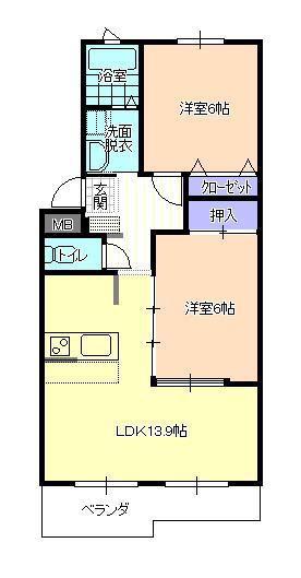 フェイム21(2LDK/3階)の間取り写真