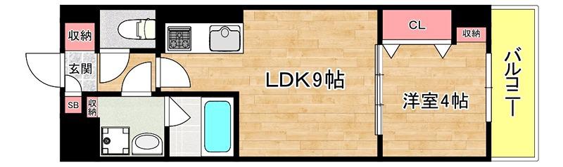 アリビオ大阪港(1LDK/9階)の間取り写真