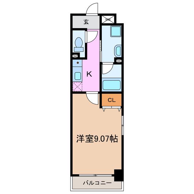 ステージア日進(1K/4階)の間取り写真