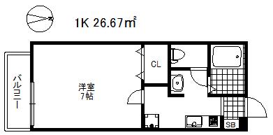 エトワール六甲(1K/2階)の間取り写真