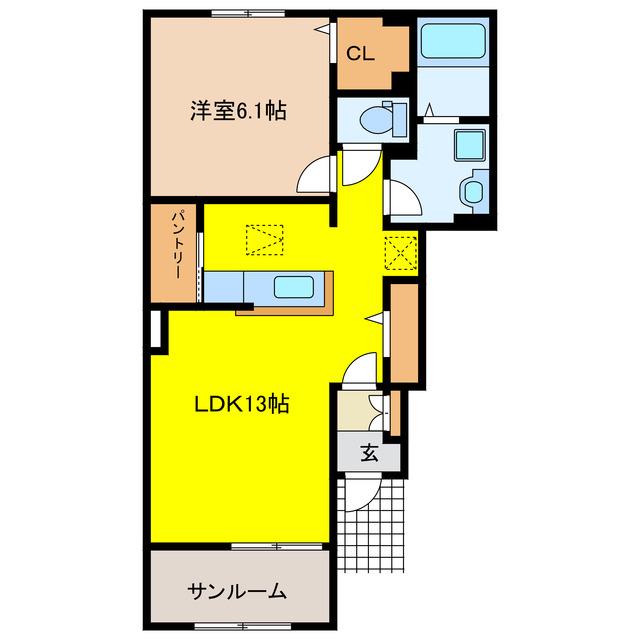 メゾン・アム-ル(1LDK/1階)の間取り写真