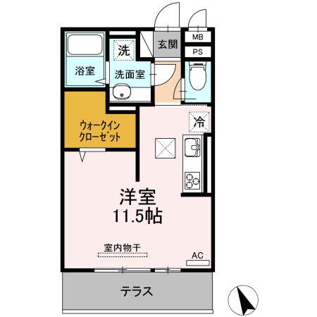 サンビレッジ三戸(ワンルーム/1階)の間取り写真