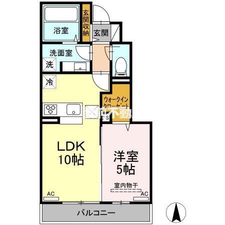 アテリア弐番館(1LDK/1階)の間取り写真