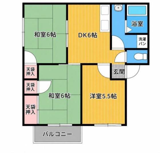 カーサヒロセ(3DK/1階)の間取り写真